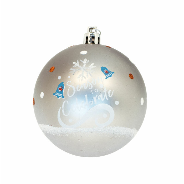 Christmas Bauble Frozen Memories Silver 10Units Plastic (Ø 6 cm)